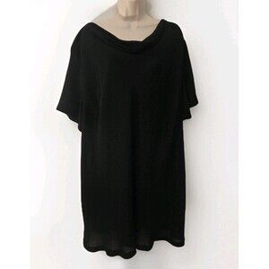 VTG Venezia Black Sheer Whimsigoth Cowl Neck Top Tunic 26/28 Plus Flowy Minimal